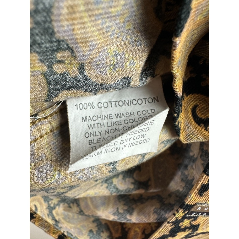 Vintage Robert Talbott Paisley Corduroy Button Down Shirt Black Gold Men's XL LS - Picture 8 of 11